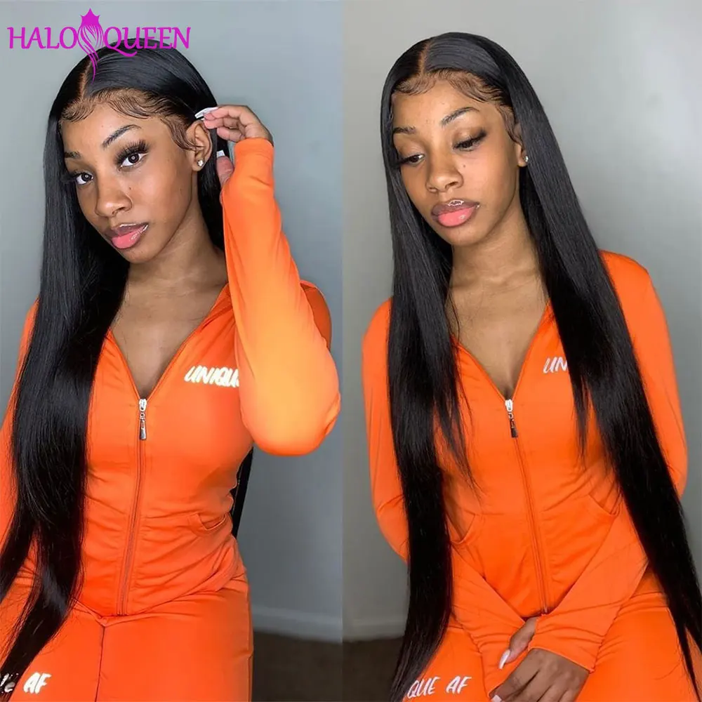 

Straight Frontal Wig 13x4 Pre Plucked Bone Straight Lace Front Human Hair Wigs For Women 180 Density Transparent Lace Frontal