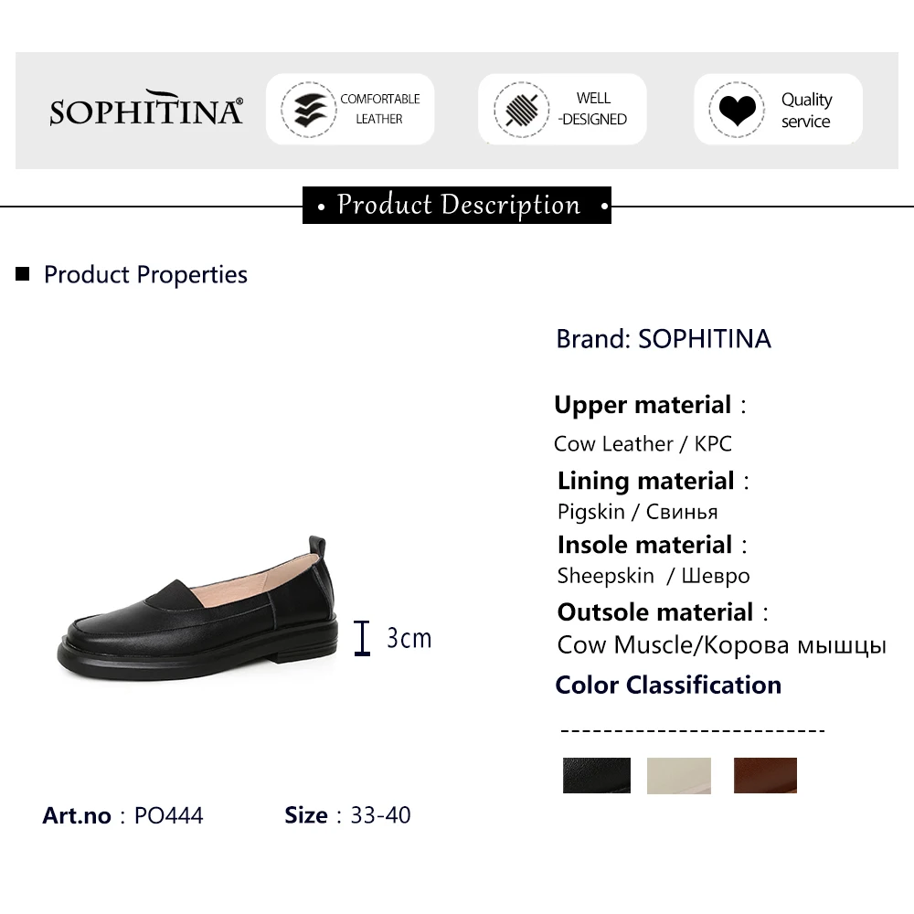 

SOPHITINA New Women Flats High Quality Cow Leather Solid Comfortable Concise Atmosphere Style Shoes Leisure Hot Sale Flats PO444