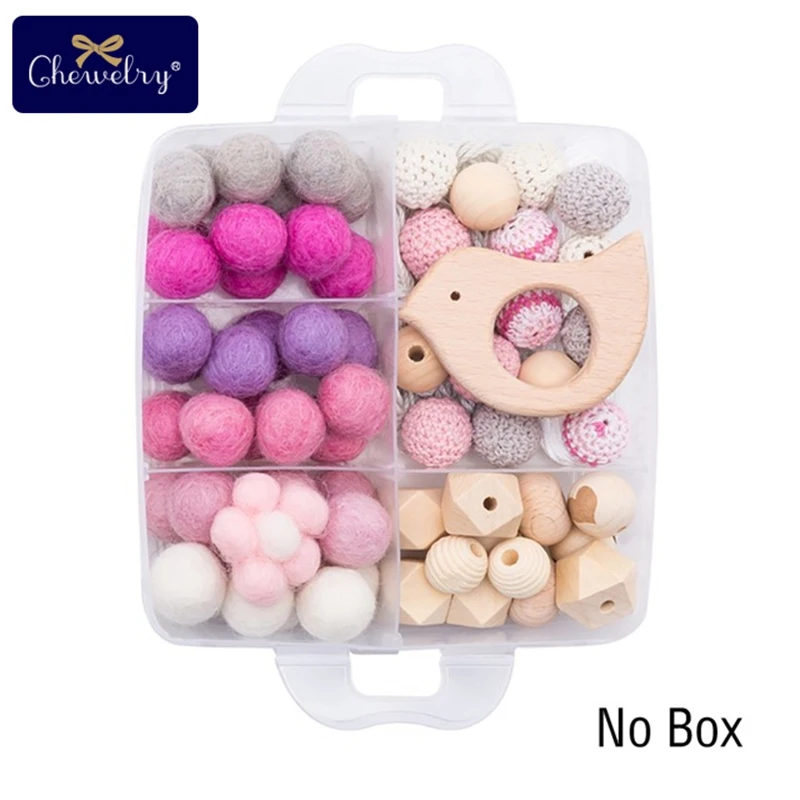 Pink Bird Set-1 1 набор, детский деревянный прорезыватель, бук, соска, цепь, подвеска, вязание крючком, бисер, сделай сам, браслеты для кормления, деревянное кольцо, BPA бесплатно, детские игрушки для прорезывания зубов - Цвет: Pink Bird Set-1
