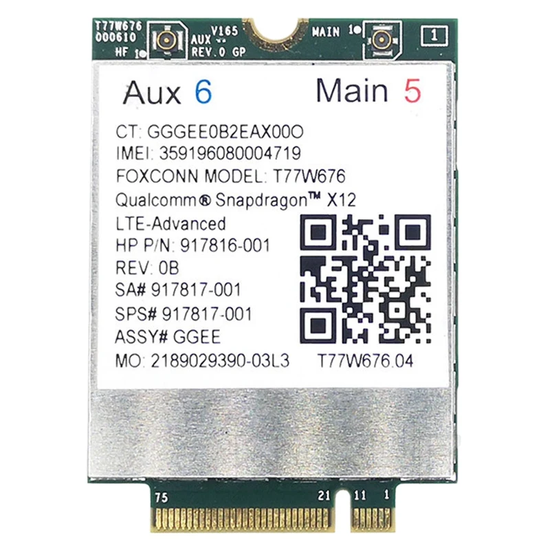 

Lt4220 T77W676 917817-001 4G WWAN M.2 450Mbps LTE Modem for Elite X2 1030 G3 EliteBook X360 1030 G3