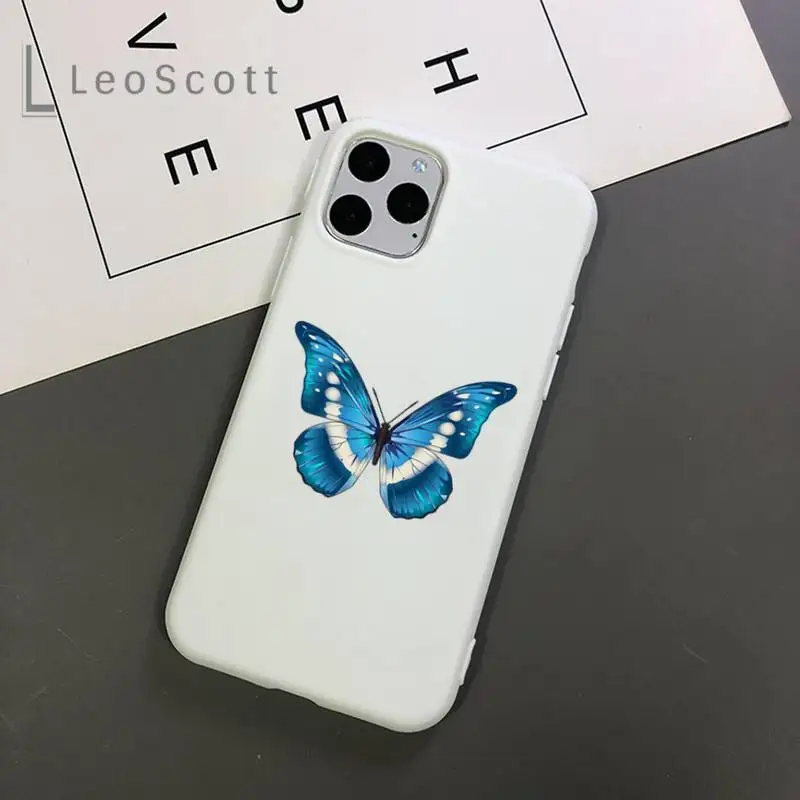 

Beautiful butterfly Minimalist painting Phone Case Candy Color for iPhone 11 12 mini pro XS MAX 8 7 6 6S Plus X 5S SE 2020 XR
