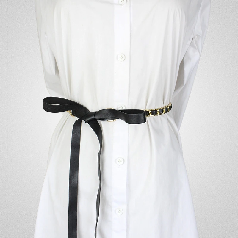 

Chain small belt women's fashion small fragrance knot decorative dress waist closing with shirt black waist chain accessories