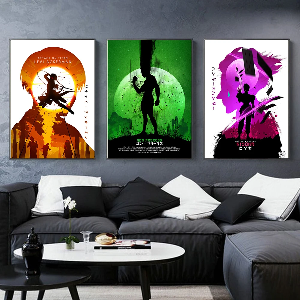Japanese Anime Hunter X Poster Killua Zoldyck Kurapika Gon Freecss Hisoka Wall Art Decor Canvas HD Painting Decoration | Дом и сад