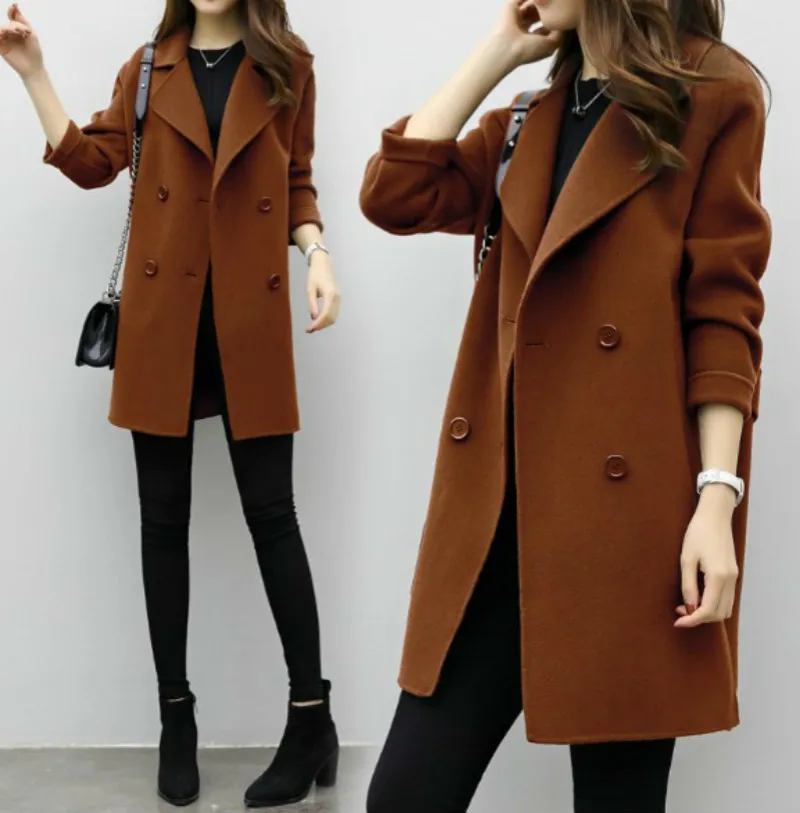 Женское повседневное пальто RICORIT теплое с отложным воротником и длинным рукавом