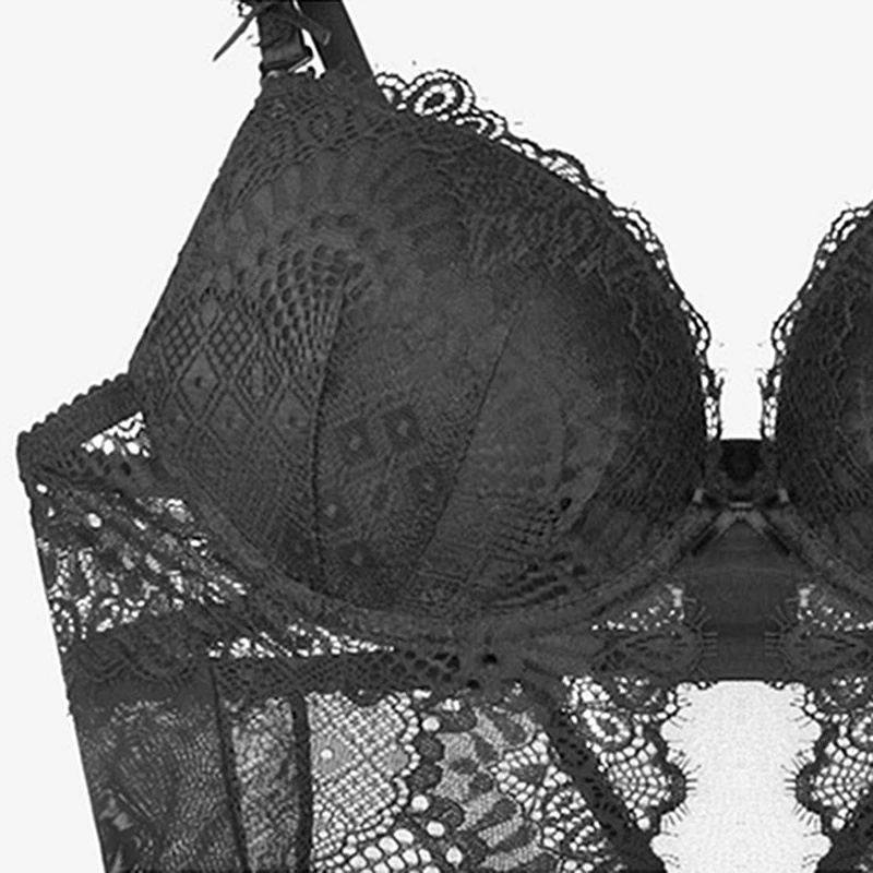 

Sexy Bra Corset Bustier Women Lingerie Push Up Underwear Elasticity Transparent French Style Corset Body Shaping Black White