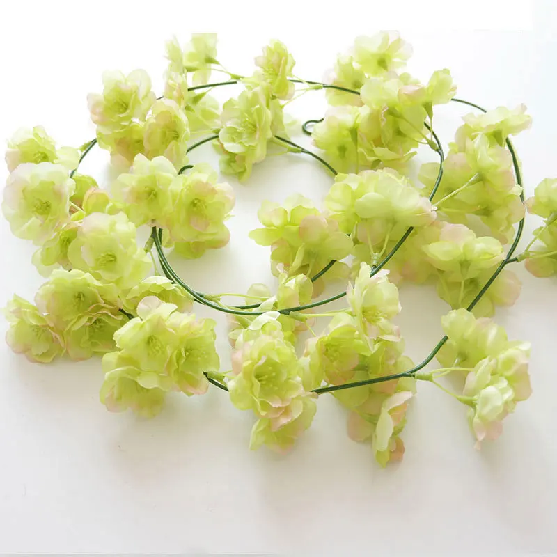 2M Silk Sakura Flower Garland Vine Wedding Arch Door Decoration Wall Hanging Artificial Cherry Blossom For Home Decor Party | Дом и сад