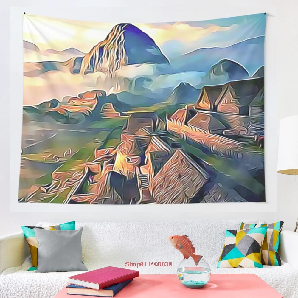 

Machu Picchu гобелен искусство настенный Декор для гостиной ремесло Мандала декоративное тонкое одеяло Йога