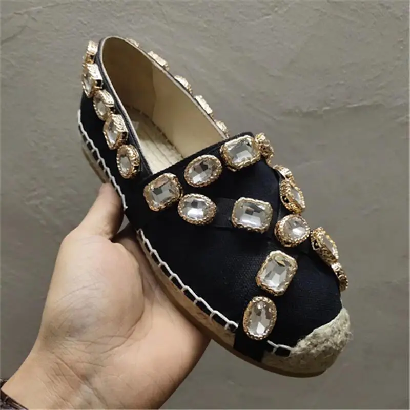 

Prowow Flats Shoes Women Round Toe Female Shoes Slip On Femme Low Heels Crystal Comfortable Shoes