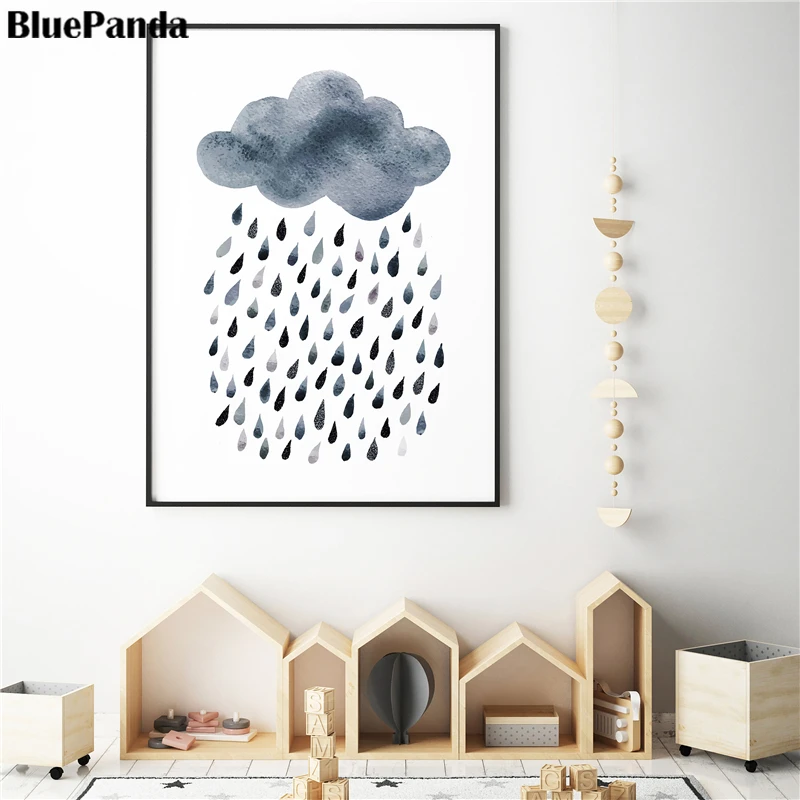 Картина на холсте с изображением темных облаков Минималистичная украшение для