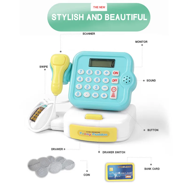 Игрушки для ролевых игр с имитацией супермаркета кассовый аппарат игрушка детей