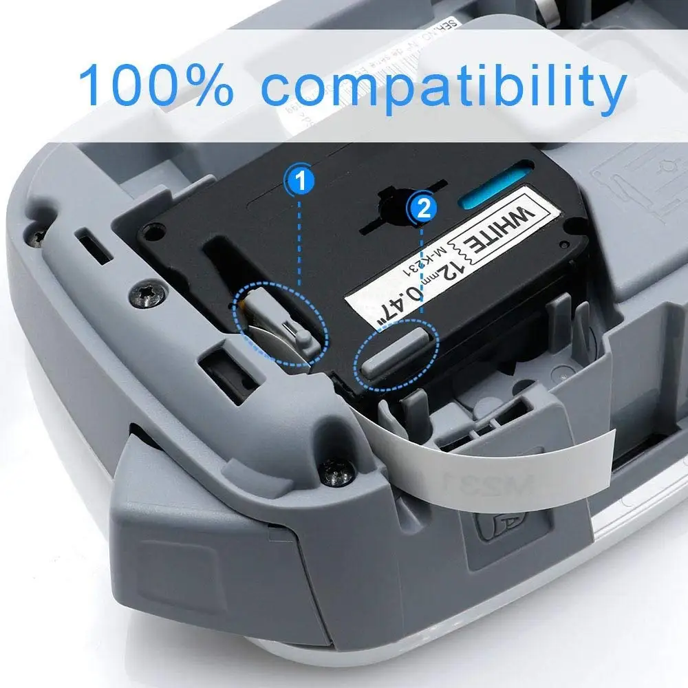 Кассета M-K231 для принтера Brother P-Touch MK231 12 мм (ламинированная этикетка дюйма) x 8 м