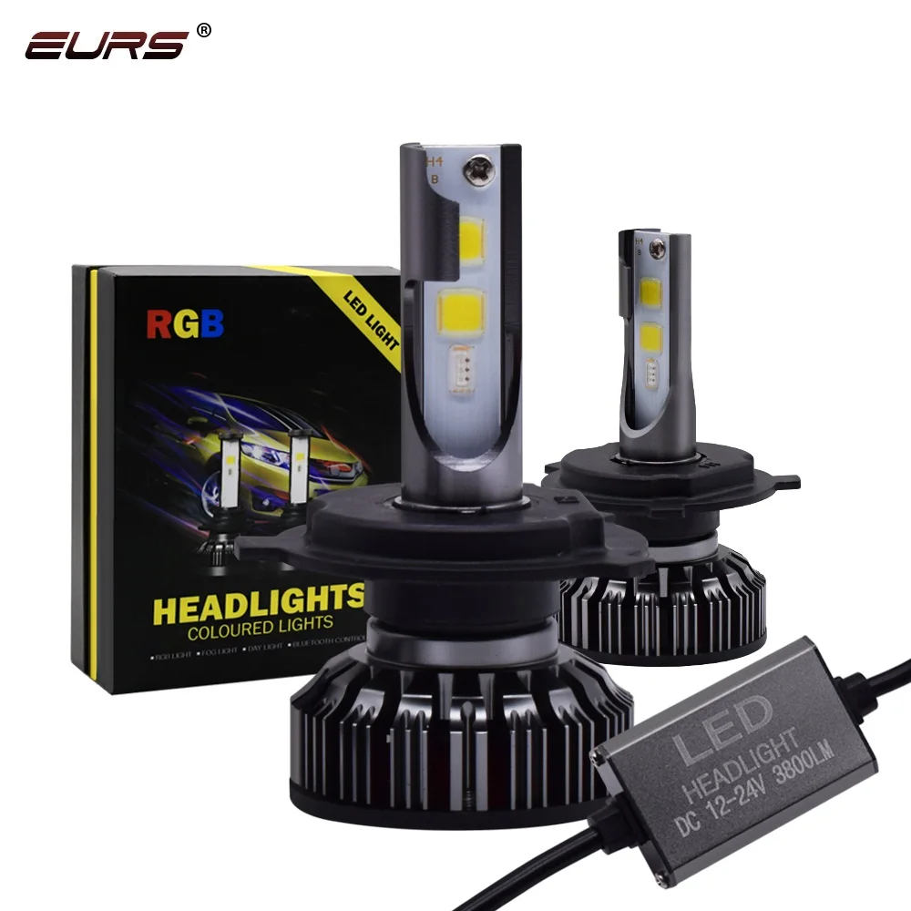 EURS H4 H7 Новый светодиодный автомобилей головной светильник s RGB Bluetooth управление H1