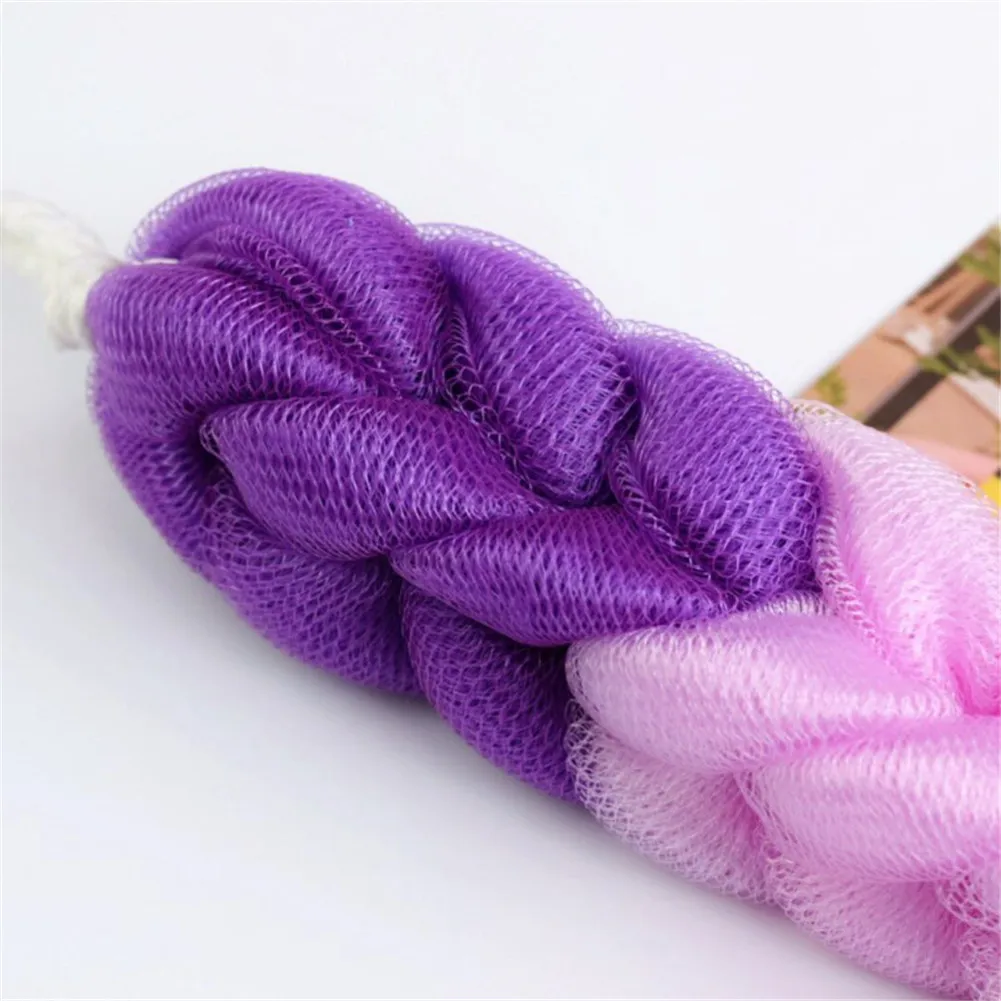 

Fashionable Gradient Color Bath Towel Handheld Back Pulling Bath Flower Multifunctional Dual-sided Bath Towel with Bath Strip