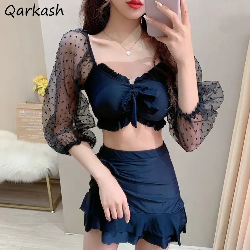 Комплект бикини женский в стиле девушки Мори пляжная одежда с длинным рукавом