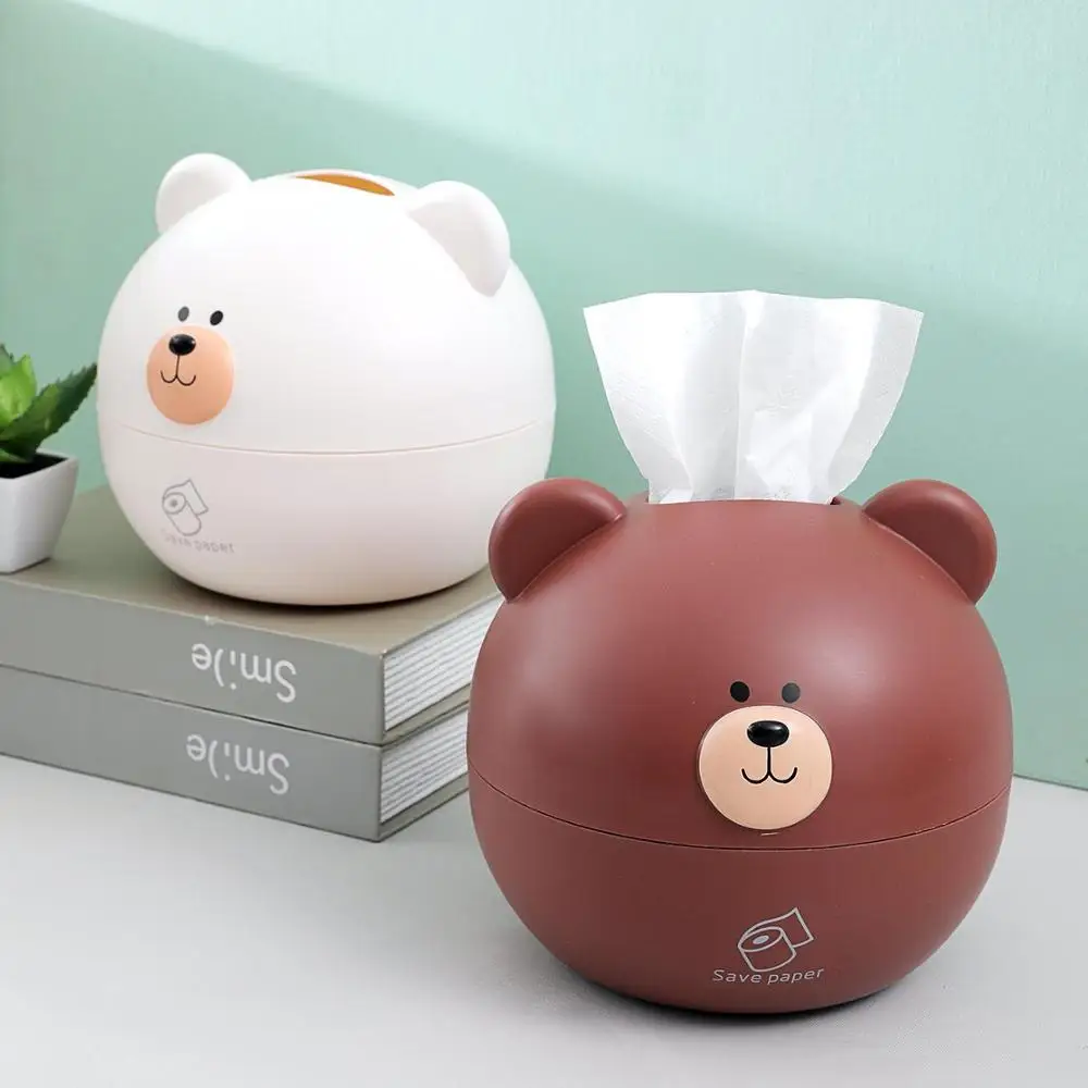 

Round Cartoon Bear Shape Tissue Box Plastic Living Room Napkin Dispenser Home Decorations