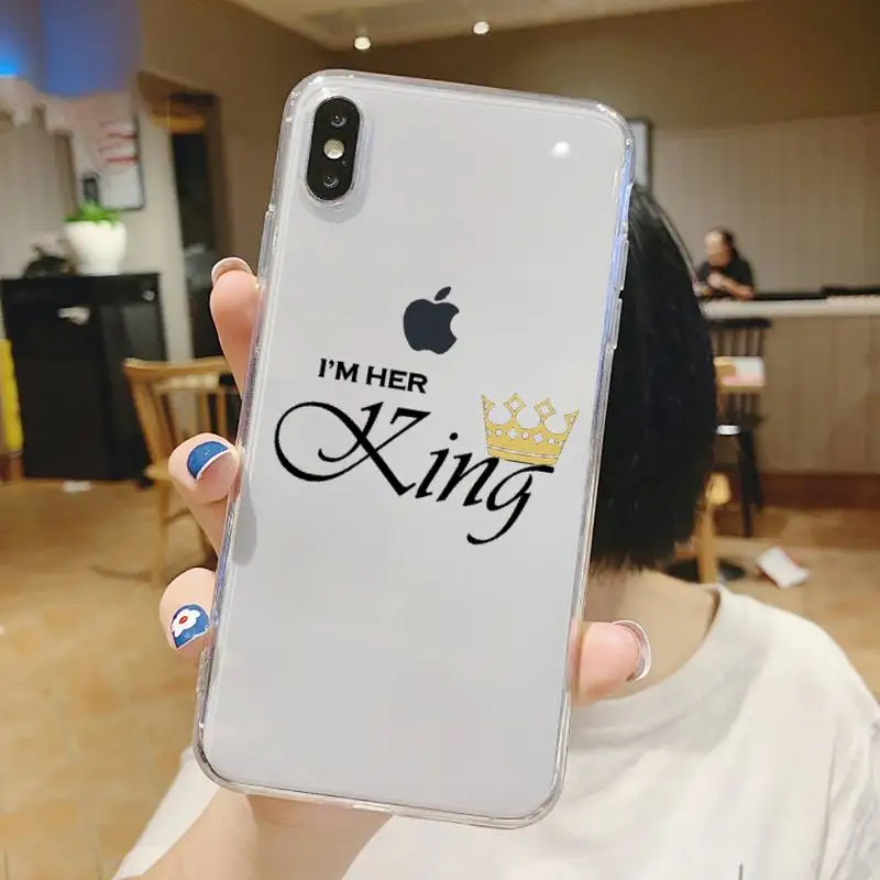

Crown Letter King Queen luxury design Phone Case Transparent soft For iphone 5 5s 5c se 6 6s 7 8 11 12 plus mini x xs xr pro max