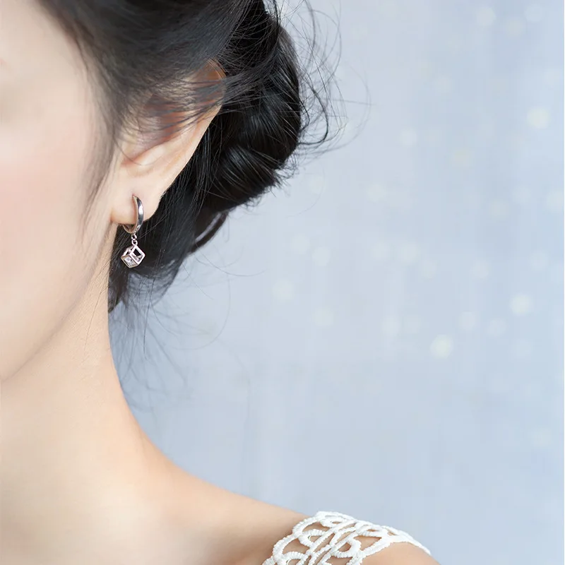 Женские серьги гвоздики из серебра 925 пробы с фианитом|Серьги-гвоздики| |