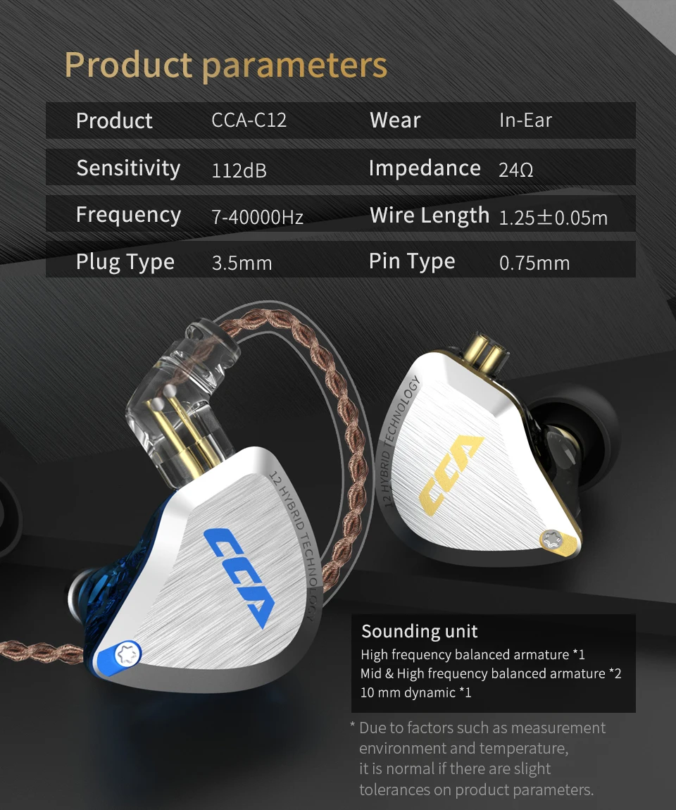 CCA C12 5BA+ 1DD гибридные наушники 12 водителей HIFI DJ монитор наушники KZ ZSX AS10 ZST CCA C10 C16