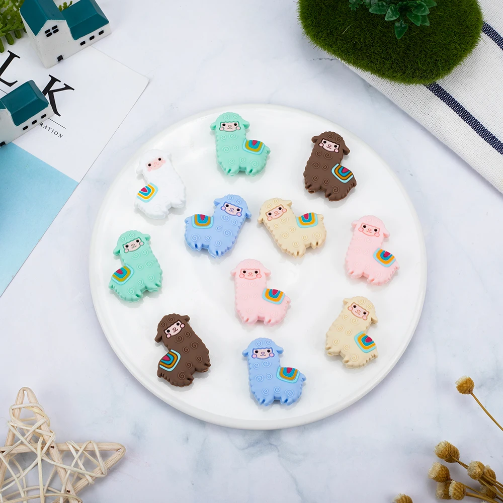 

Sunrony 10pcs Sheep Baby Rodent BPA Food Free Silicone Teething Nursing Pacifier Clip Silicone Beads
