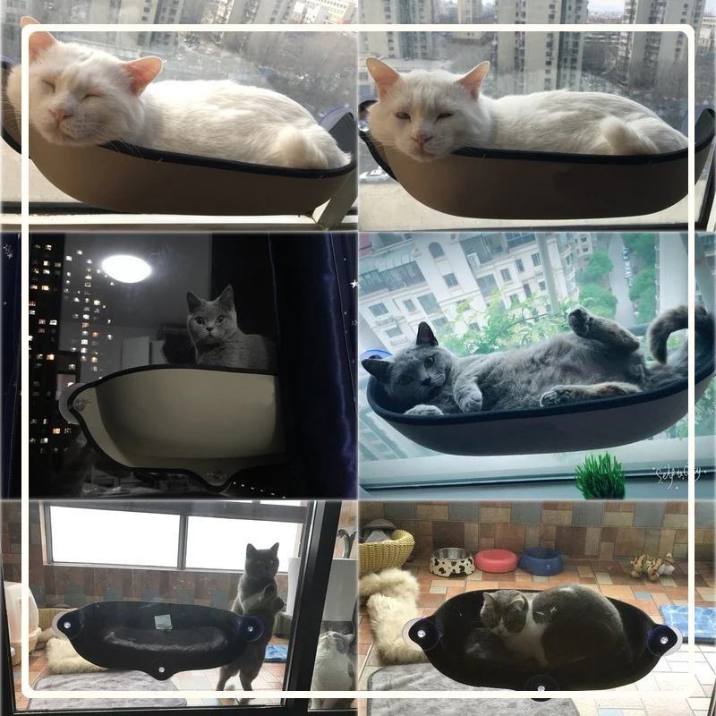 Кошачий гамак подвесная койка на окно шезлонг с присосками теплая кровать для