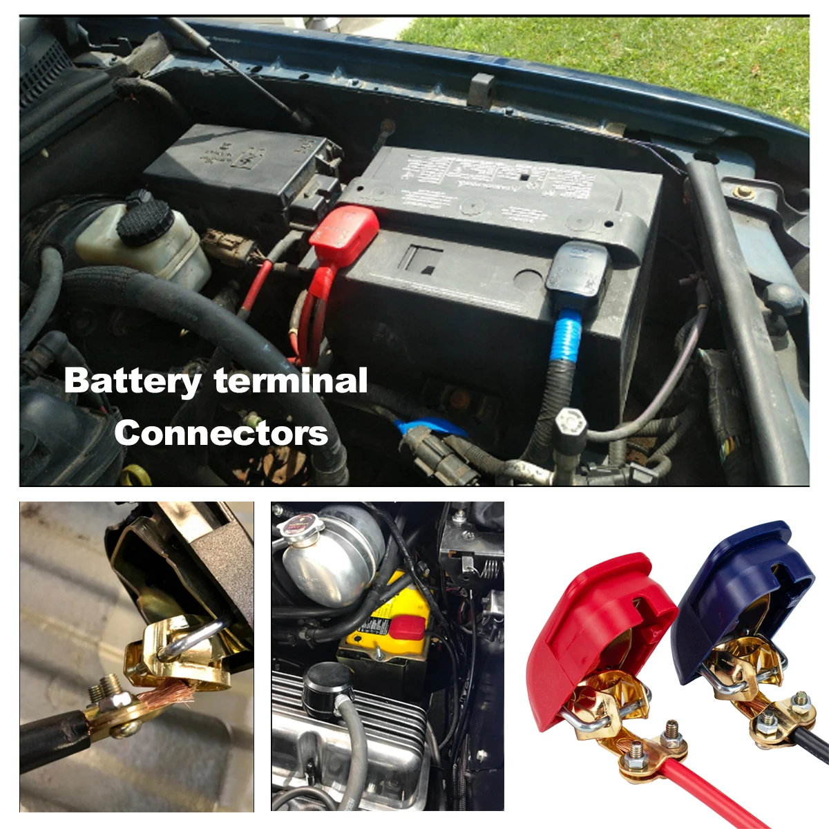 

2Pcs Battery Disconnect Terminals Quick Release Brass Connectors with Cover for Top Post Battery Lift Off Car Accessories