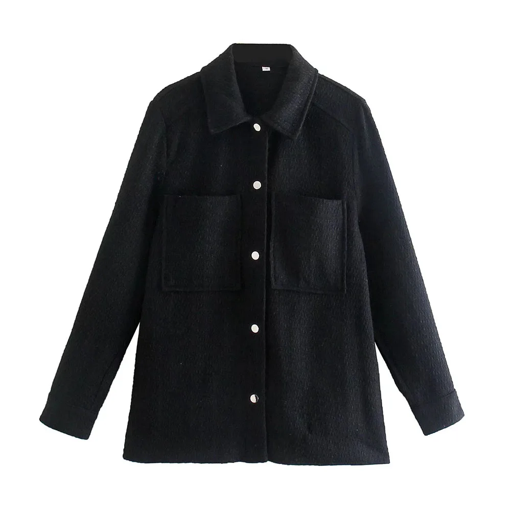 

Willshela Women Fashion Textured Overshirt Long Sleeves Lapel Single breasted Casual Woman Warm Shirt Style Jacket Chic Outfit