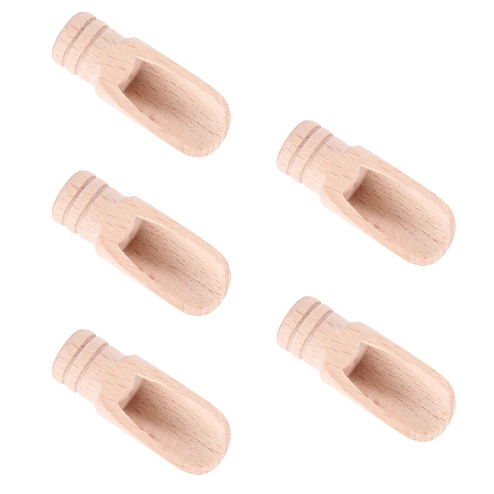

5pcs Multipurpose Wooden Spoons Salt Spoons Small Teaspoons Kitchen Supplies