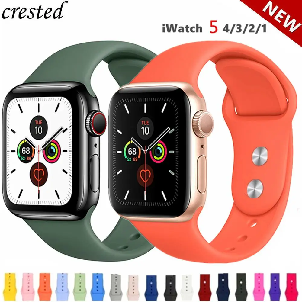 Силиконовый ремешок для apple watch 4 5 44 мм/40 мм спортивный ремешки для apple watch 3 42 мм/38 мм резиновый ремень браслет ремешок для часов apple watch Band Мягкий красочный ремешок iwatch series 4 3 2 1