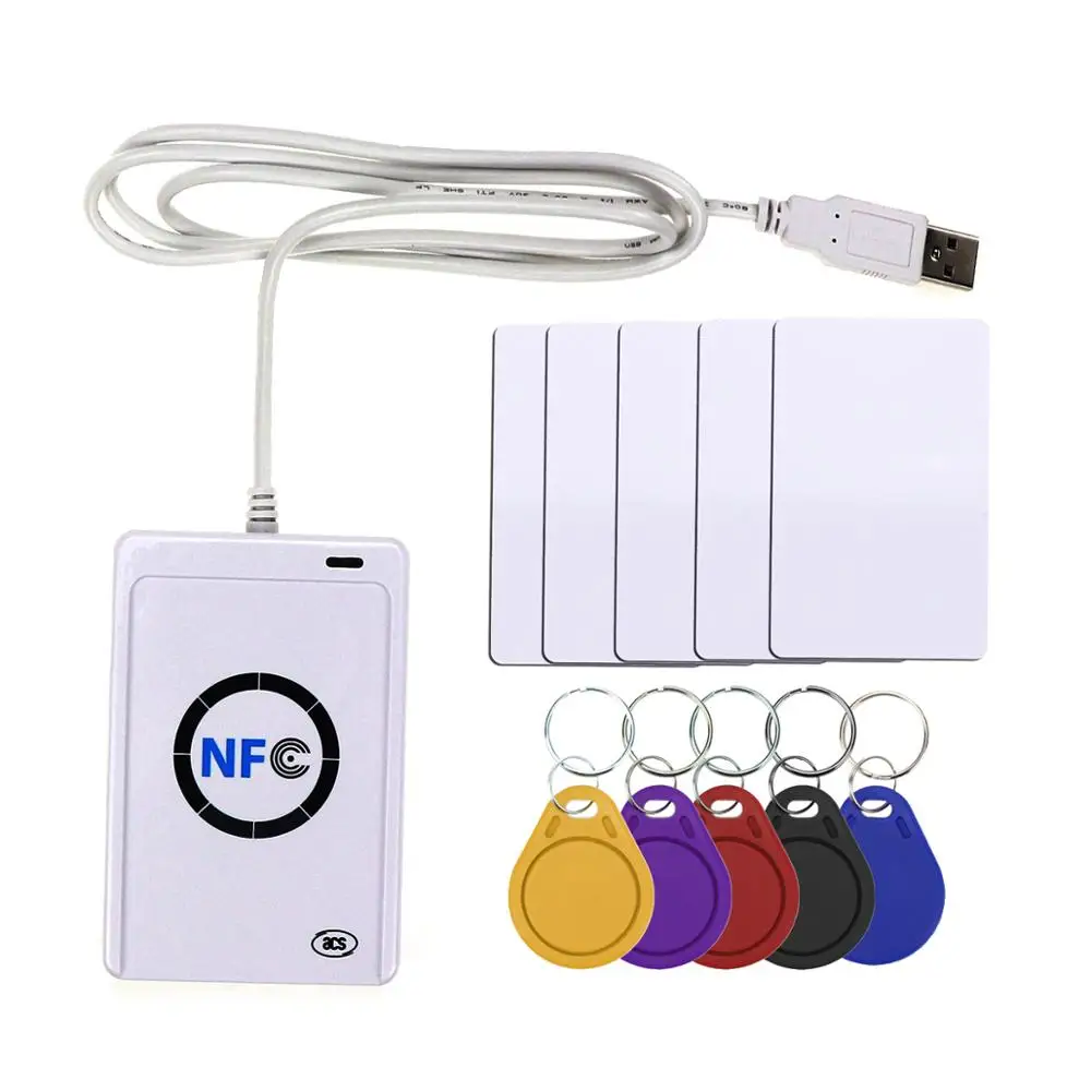 

NFC Reader USB ACR122U contactless smart ic Card and writer rfid copier Copier Duplicator 5pcs UID Changeable Tag Card Key Fob