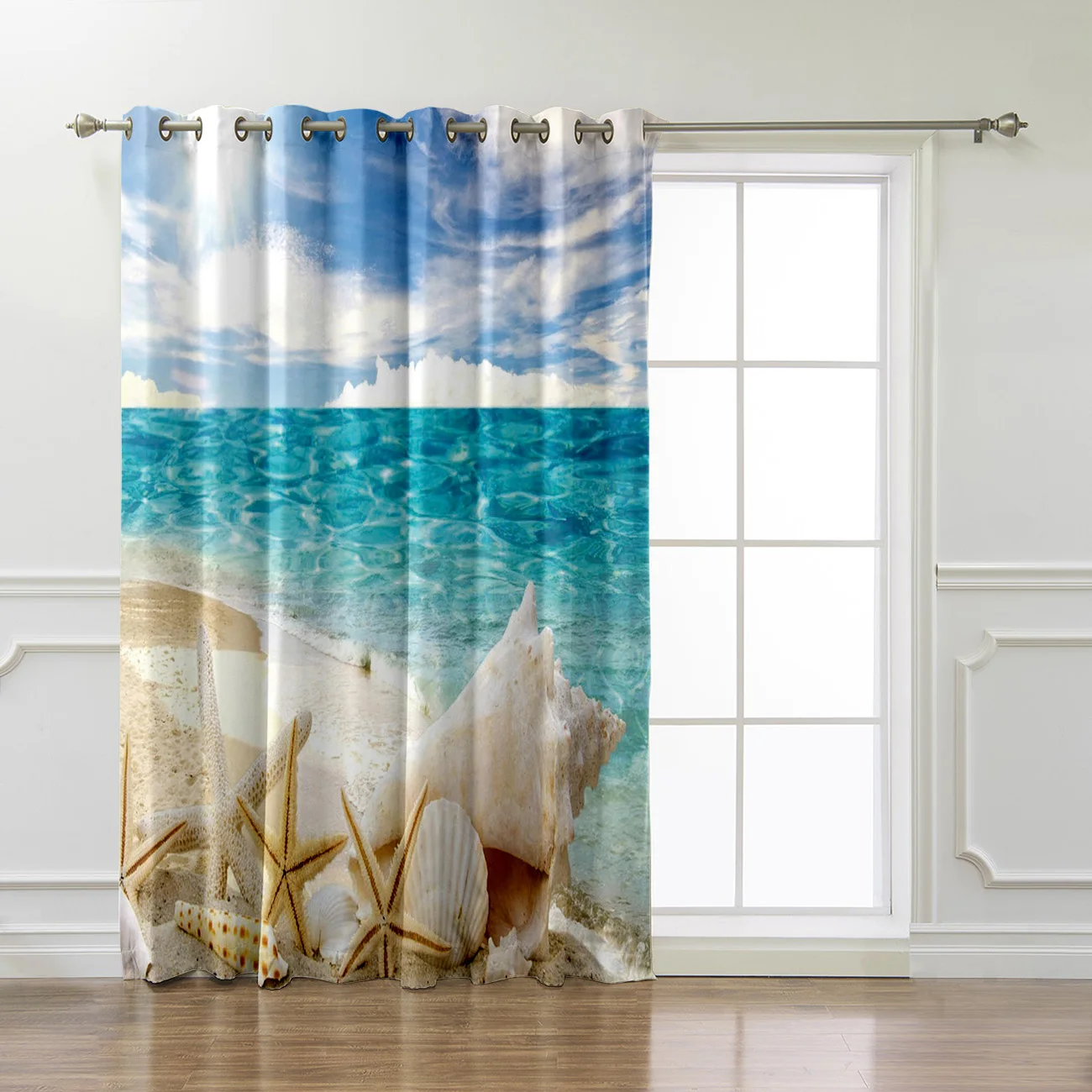 Солнечный пляж Ракушки Морская звезда оконные занавески балдахин Гостиная Декор