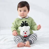 christmas baby clothing 2022 autumn winter new cotton cartoon baby boy sweater 2piece knitted infant baby girl outing suit 0 4y