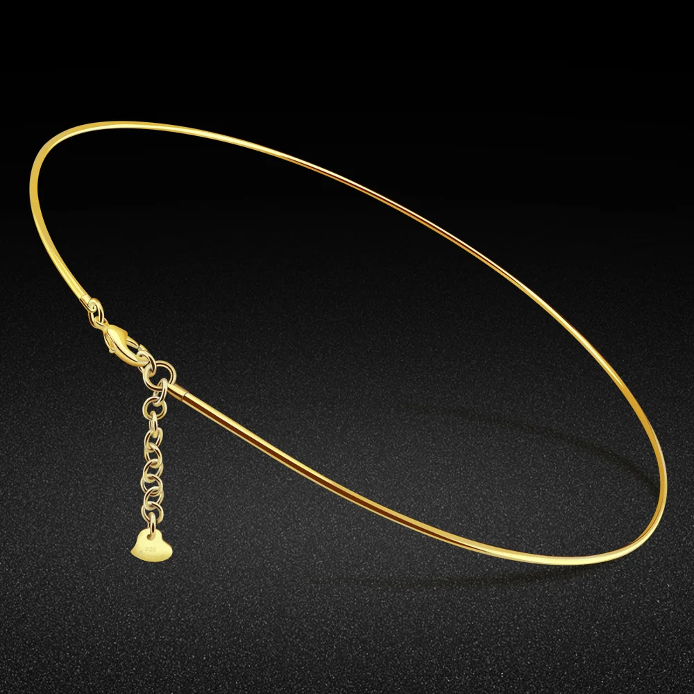 

Bohemian Women's 925 Sterling Silver Collar Minimalist Solid Silver Necklace Silver/Gold Select Lady Glamour Jewelry girl gifts