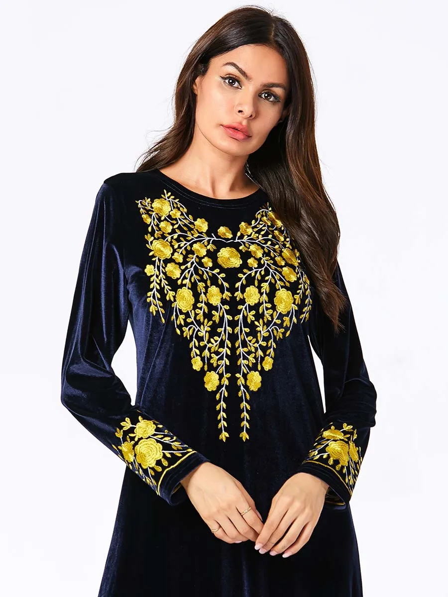 Бархатный халат djellaba femme caftan marocain кафтан абайя в арабском стиле Дубай Бангладеш хиджаб вечернее платье индонезийский Ислам Абая