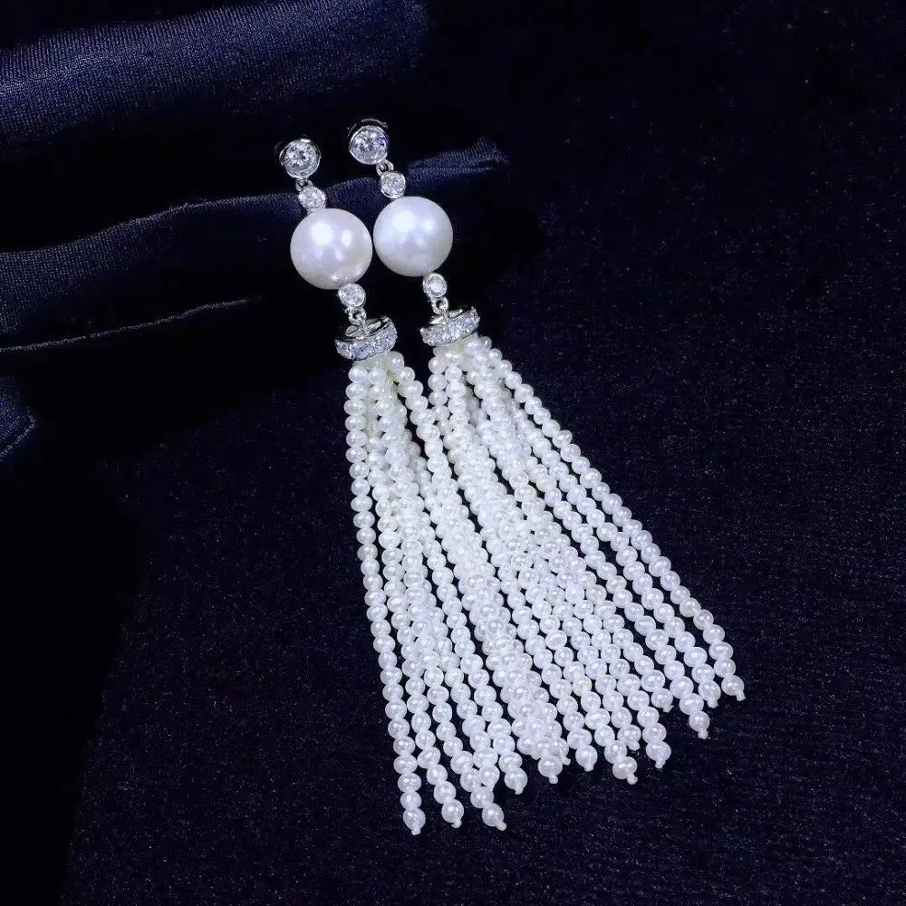

Unique Pearls jewellery Store 2mm-12mm Round Rhinestone Pearl Earrings White Genuine Freshwater Pearl Earring For Women