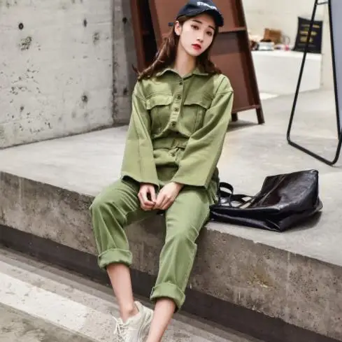 Женский джинсовый комбинезон с завышенной талией Синий Облегающий в стиле ретро