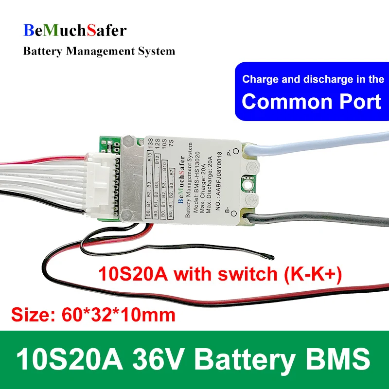 BeMuchSafer 7S 10S 12S 13S 20A 15A Battery BMS Common Port 7S20A 10S20A 12S20A 13S20A 24V 36V 43.2V 48V Compact Size for DIY | Электроника