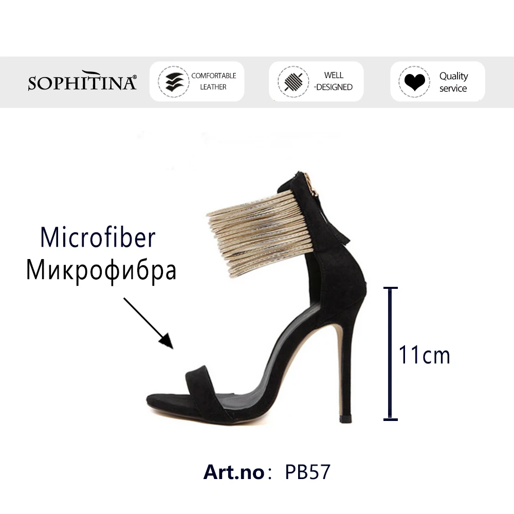 

SOPHITINA Sandals Mature Western Style Summer Woman Ankle Strap One Strap Super High Thin Heel Blingbling Dress Shoes PB57