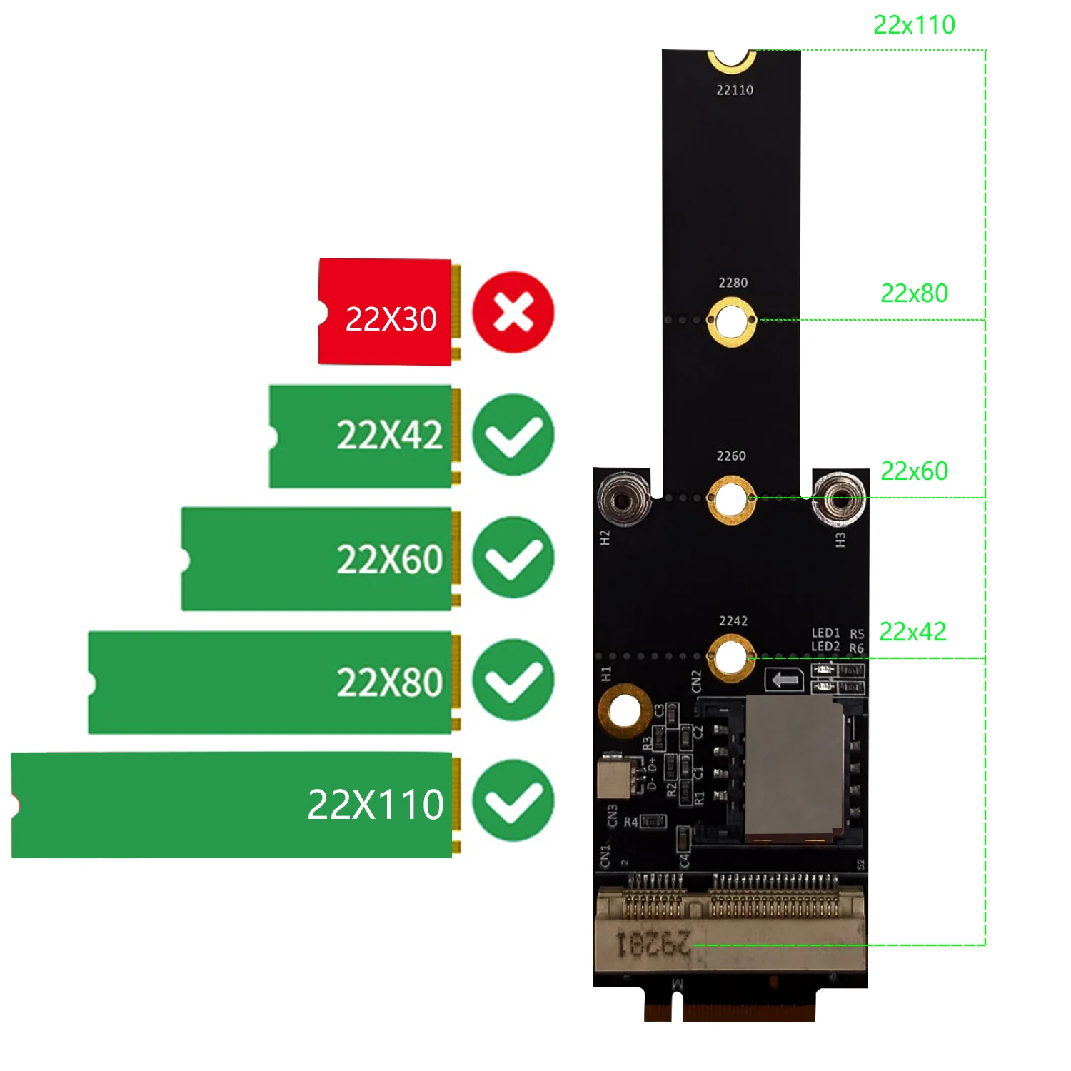 Мини-адаптер PCI-E для M.2(NGFF ) key M со слотом SIM-карты модуля Wi-Fi/WWAN/LTE | Компьютеры и офис