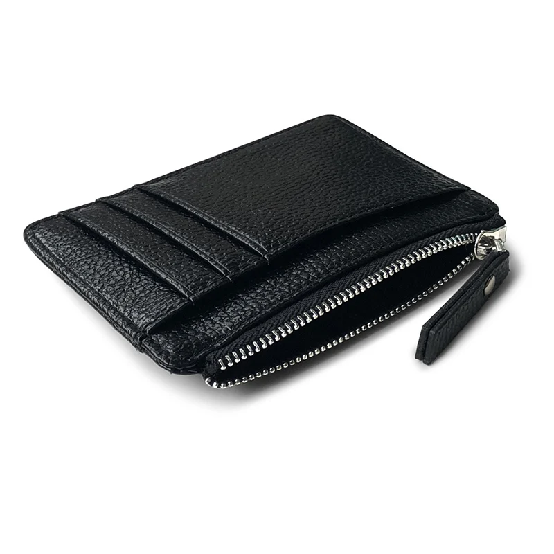 

Men Wallet Solid Color Textured PU Zipper Card Holder Mini Coin Purse C66
