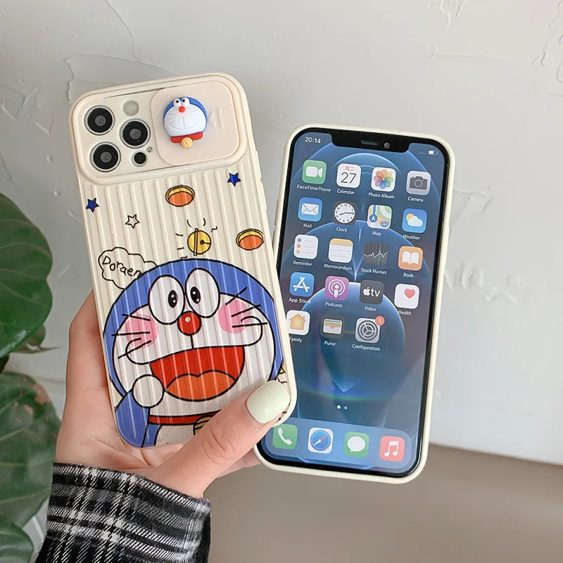 

Doraemon cute cartoon sliding phone case for iPhone 12mini/12promax/11pro/11/8P/X/XS/XR/se/xsmax /7/8/se/ couple phone cover