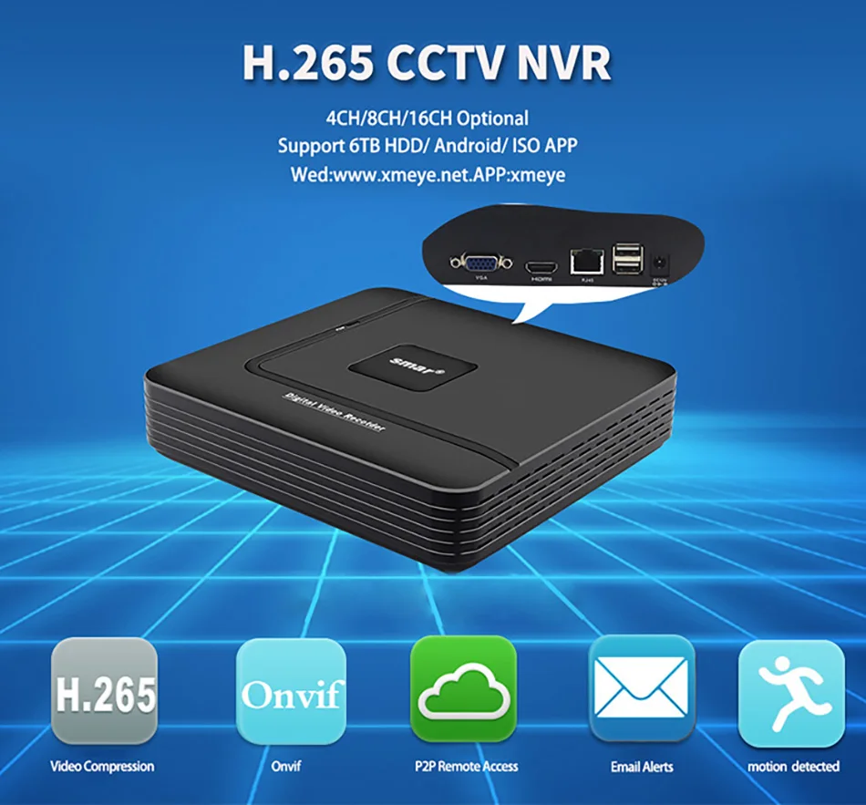 Smновейший мини NVR Full HD 4 Ch 8 Ch H.265 безопасности автономный CCTV NVR 1080P 4CH 8 Ch ONVIF 2,0 для системы ip-камеры 1080P