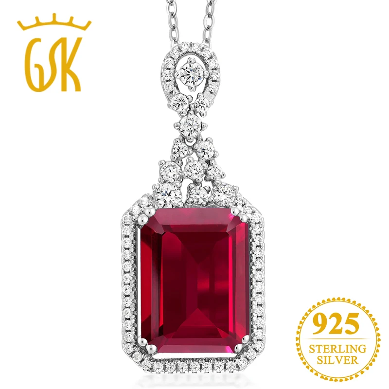 GemStoneKing 8 60 карат изумрудная огранка красный рубин 925 пробы серебро винтажное