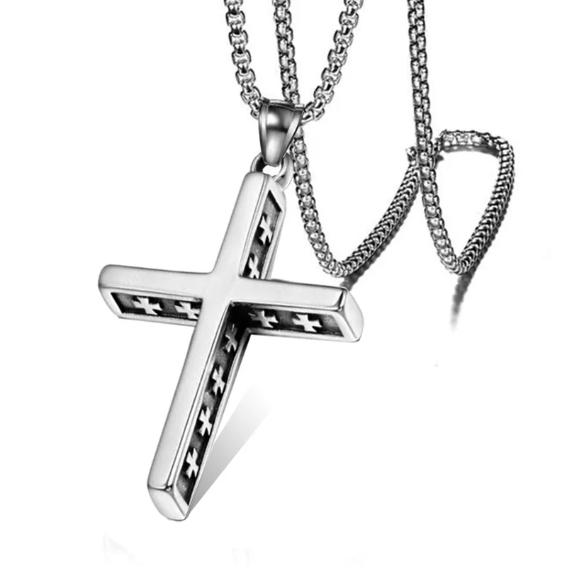 

HNSP TREND CROSS CHAIN PENDANT NECKLACE FOR MEN MALE NECK PUNK JEWELRY WHOLESALE