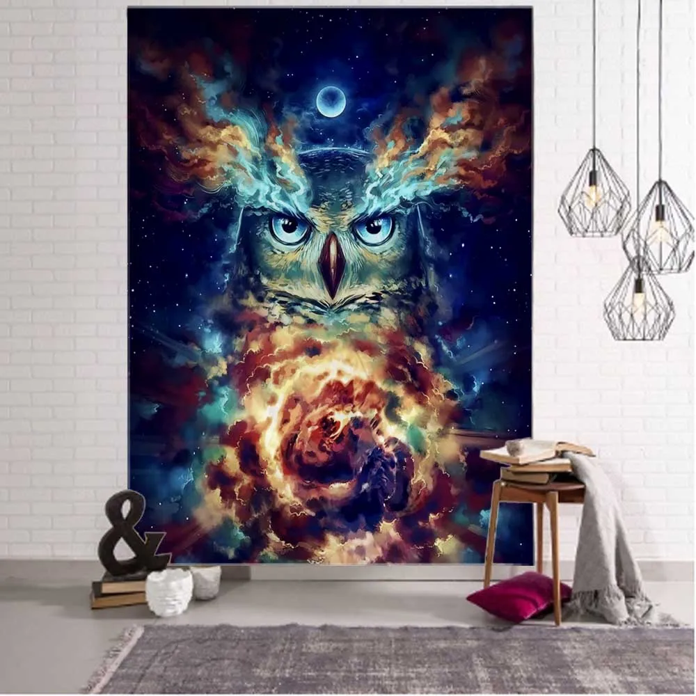 

Psychedelic animal tapestry bedspread lion tiger owl fabric wall hanging living room bedroom hippie lace bohemian decoration