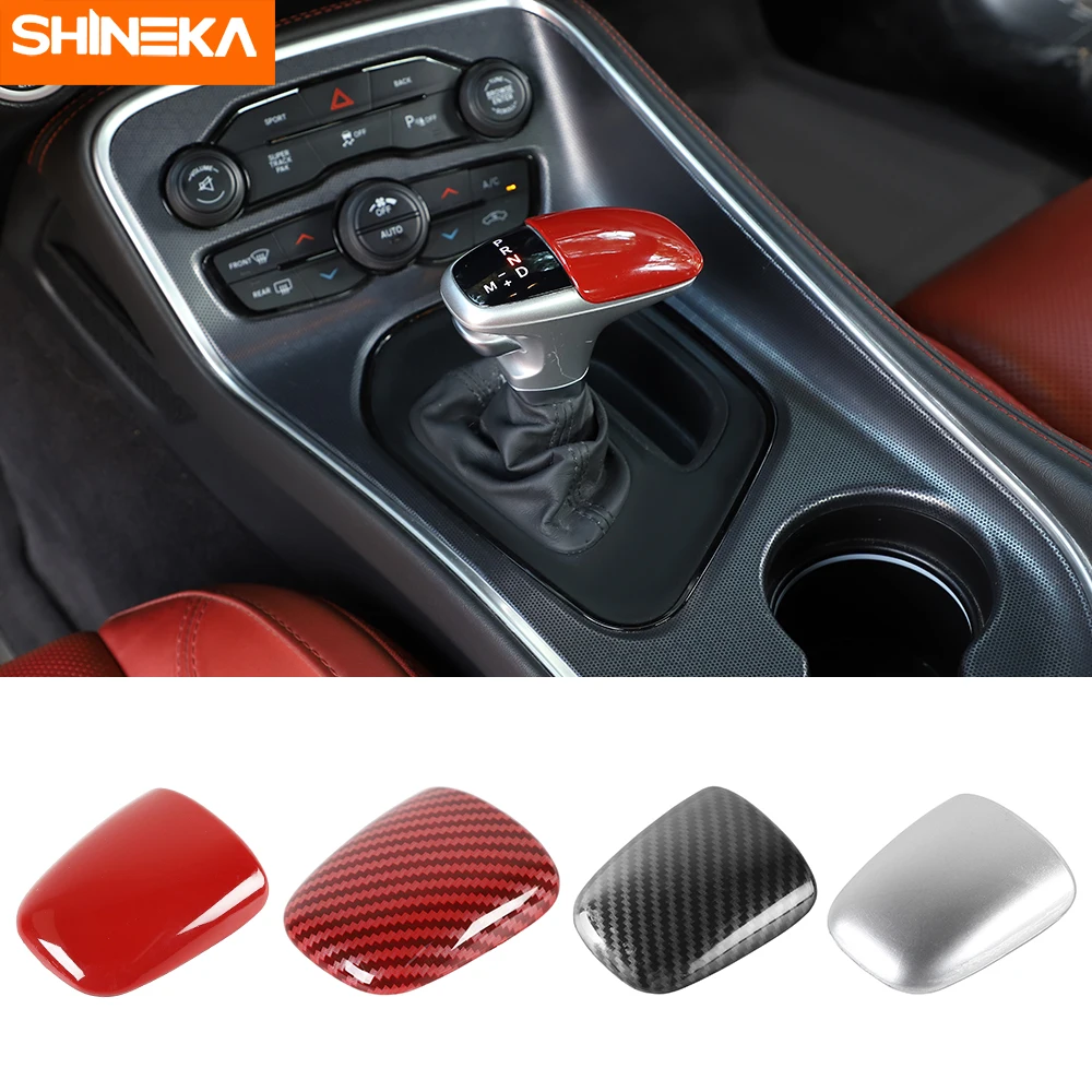 

SHINEKA Gear Shift Knob For Dodge Charger 2015+ Car Gear Shift Knob Head Decor Cover Stickers For Dodge Challenger 2015-2019
