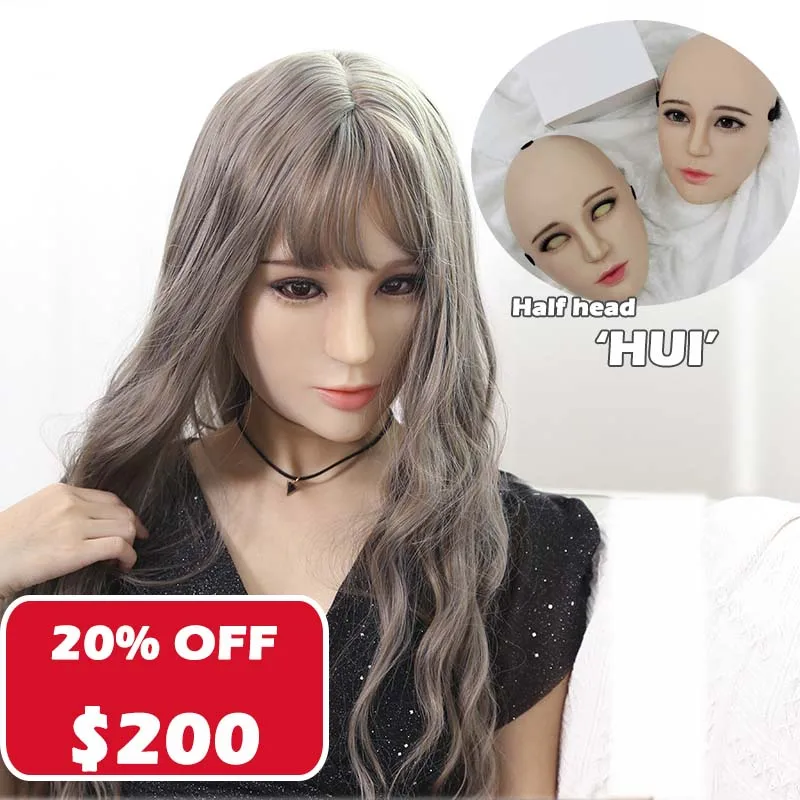 Poppy) кроссдрессер силиконовый женский кигуруми на всю голову Косплей DMS открытый рот с мячом кляп транссексуал секс маска Драг королева - Цвет: Half head Hui