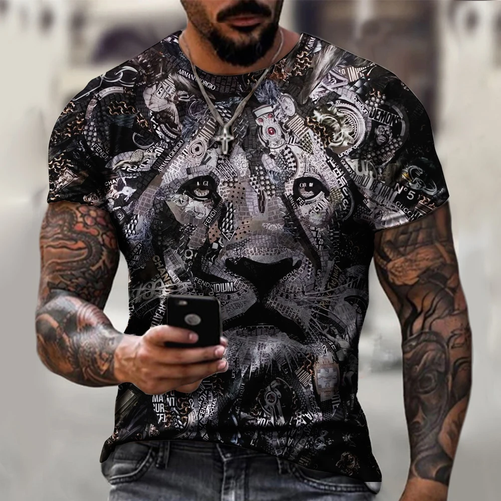 

Модная мужская рубашка с рисунком головы тигра, летняя мужская забавная футболка с короткими рукавами в уличном стиле Харадзюку