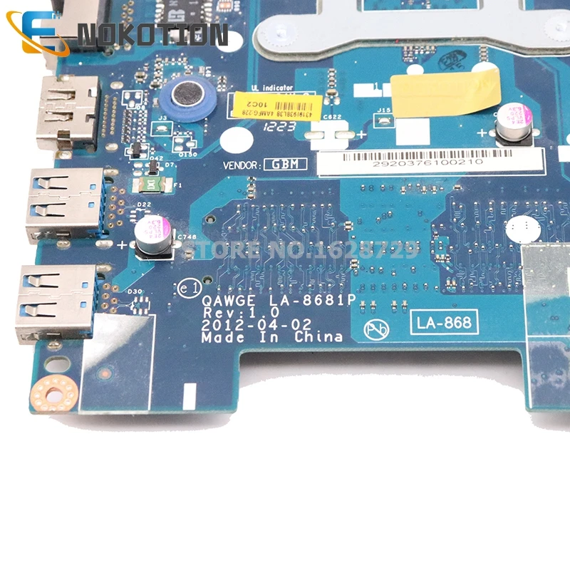 Материнская плата NOKOTION QAWGE LA 8681P для Lenovo Ideapad G585 15 6 дюйма материнская ноутбука HD7310 +