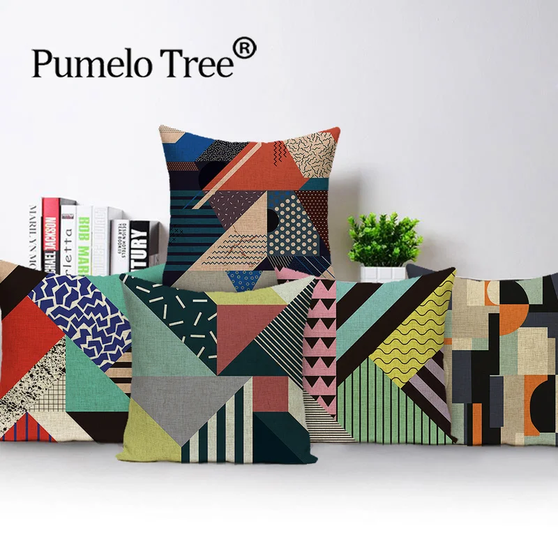 Абстрактные геометрические чехлы для подушек цветные полосатые Чехлы 45*45 см