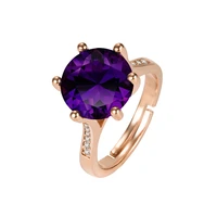 fashion rings for women 925 silver jewelry with created amethyst zircon gemstone rose gold color open finger ring wedding party